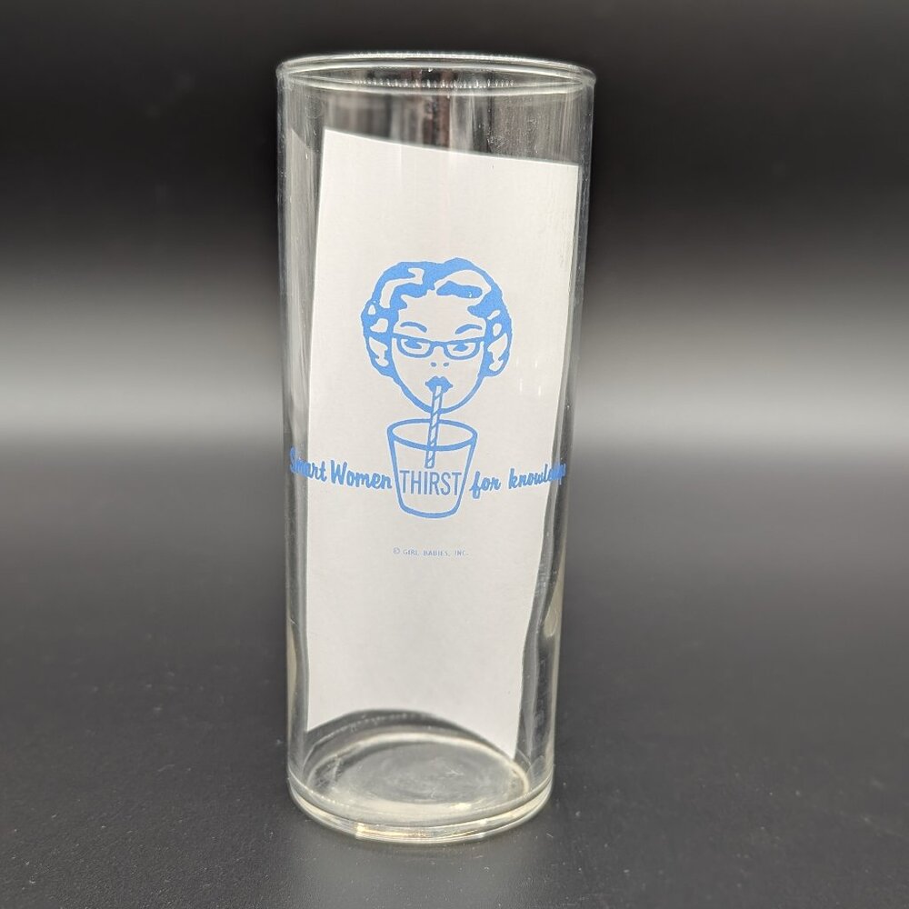 Smart Women Thirst For Knowledge Girl Babies Drinking Glass Some Wear Blue Clear